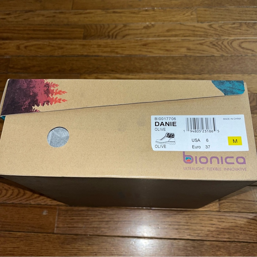 Bionica Danie Genuine Shearling Trim Hiking Boots Olive Green Camo Women’s 6 NEW - Picture 11 of 15